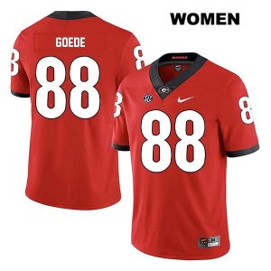 Women's Georgia Bulldogs NCAA #88 Ryland Goede Nike Stitched Red Legend Authentic College Football Jersey NUV4454YU